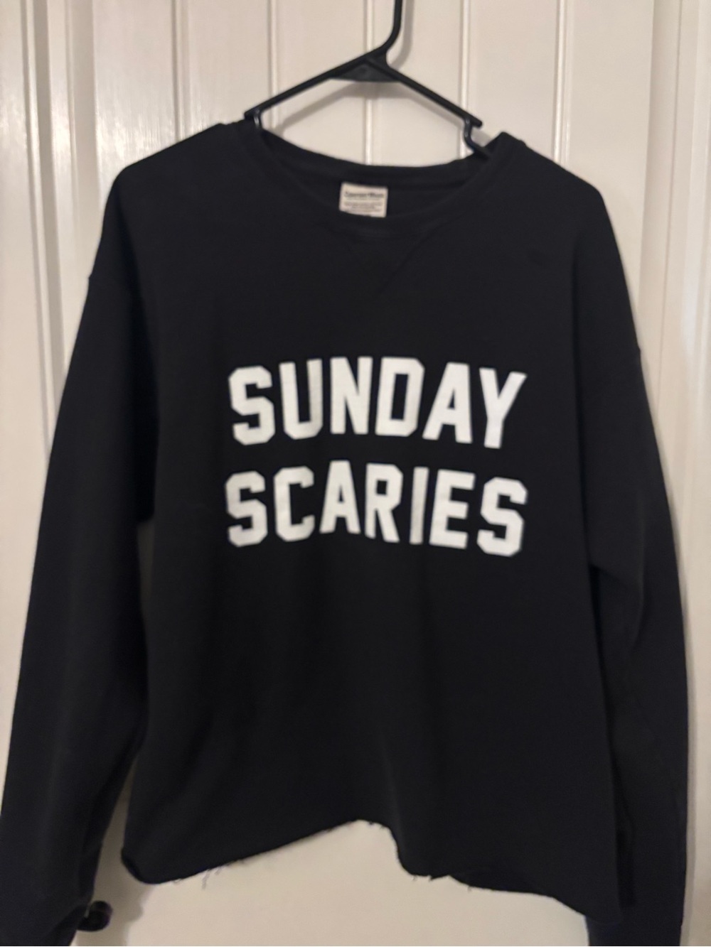 Black "Sunday Scaries" Graphic Sweatshirt - Women's Crewneck with raw hem